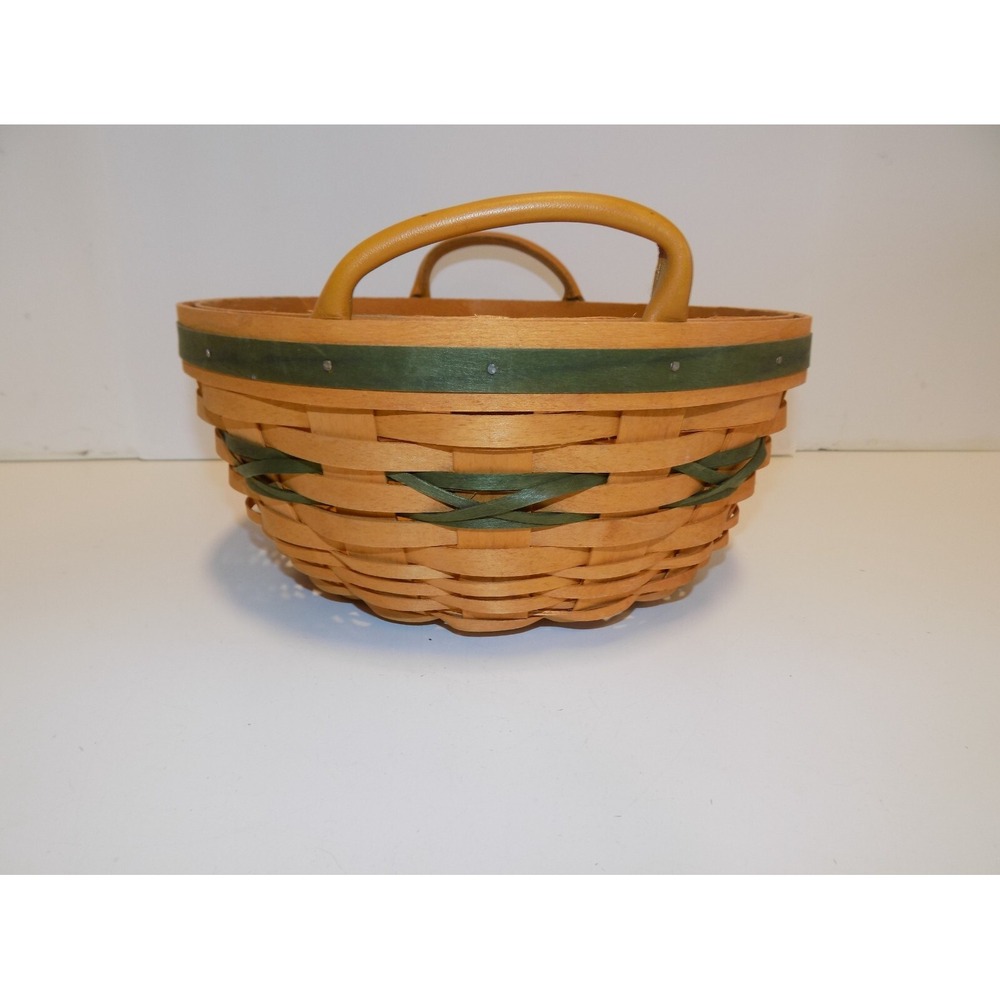 Popcorn Basket w/ Liner & Protector 1999 Christmas Holiday Longaberger GREEN - Picture 10 of 16